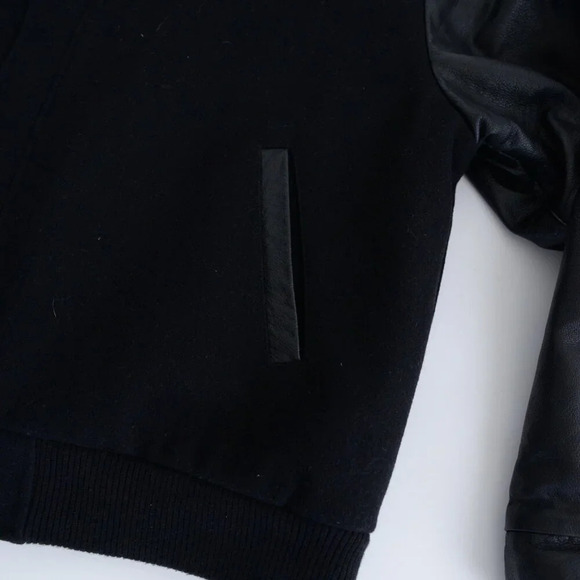 VTG Concord Coordinates Black Jutzi Limited Logo Leather And Wool Varsity Bomber - Picture 7 of 12